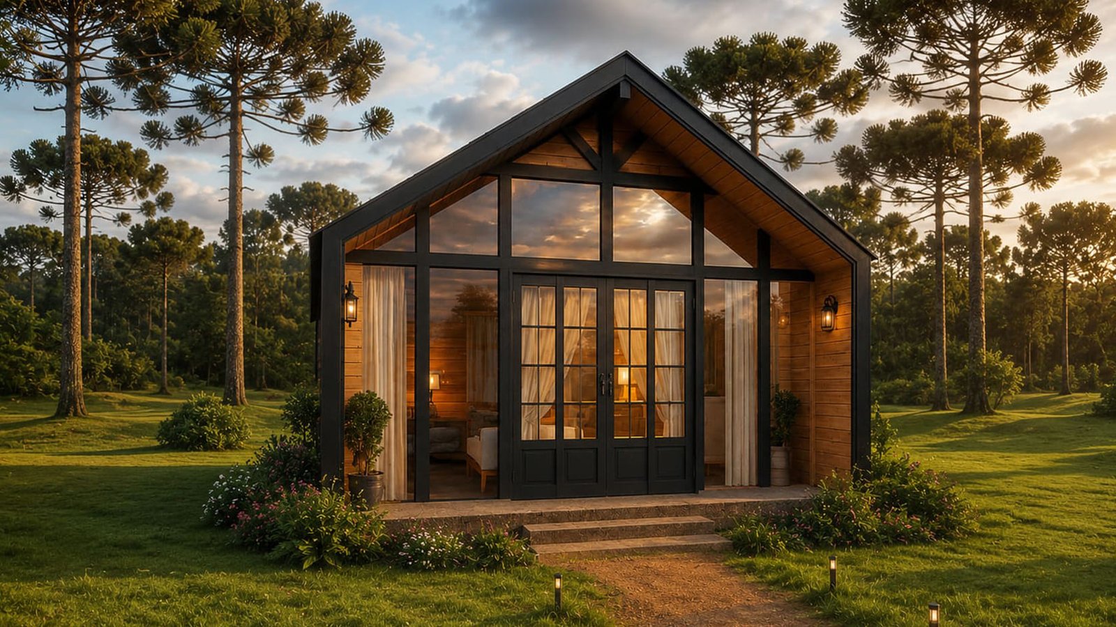 chalé pré fabricado aconchego 32 m²